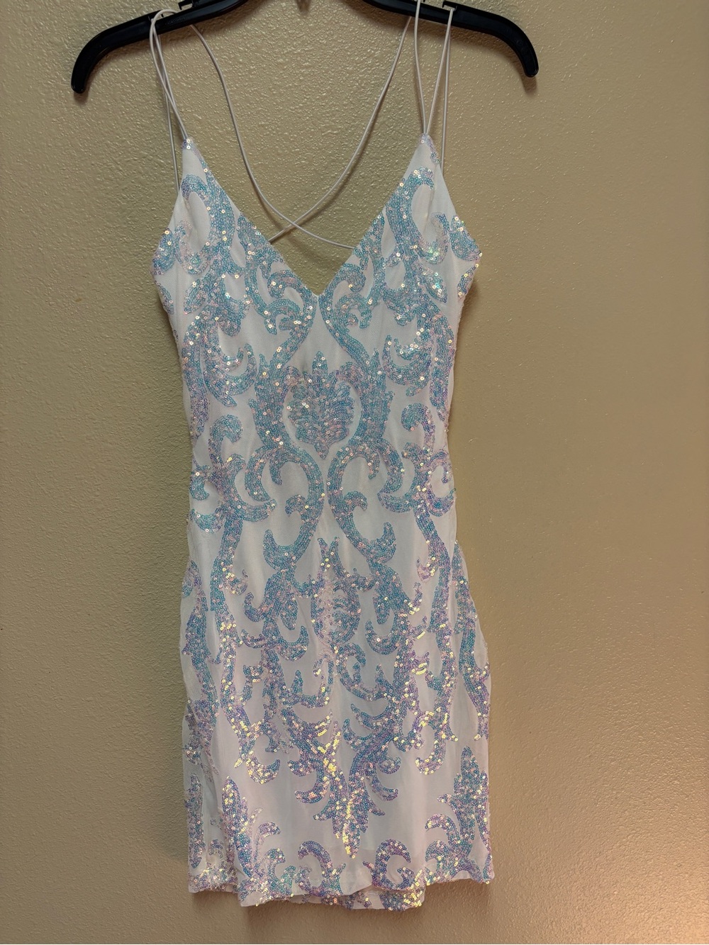 Windsor White Mini Dress with Iridescent Sequin Details